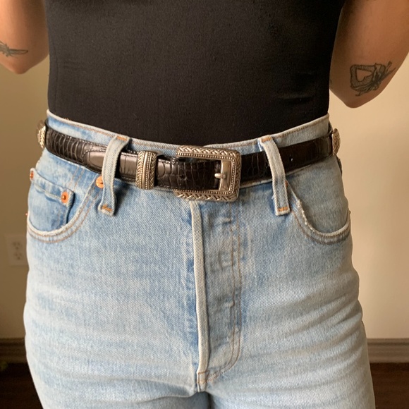 Accessories - Vintage Black Leather Western Belt